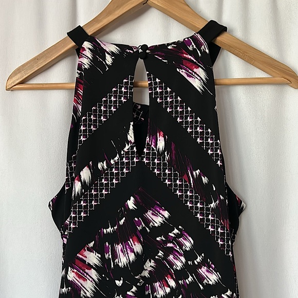 White House Black Market Black/Purple Patterned Halter Top Shirt **Size S**💜💜 - Picture 5 of 6
